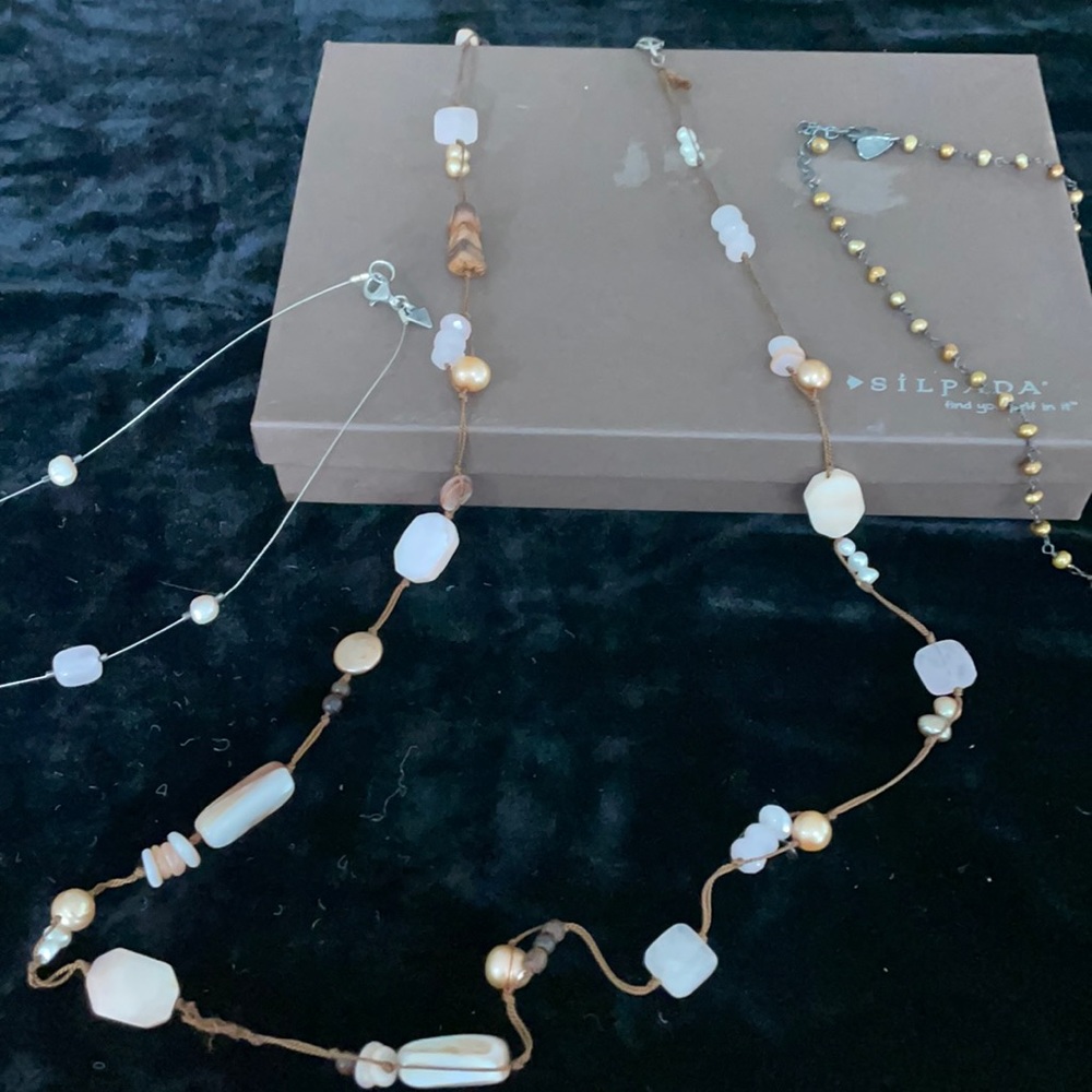 Silpada Bronze White Fresh Water pearl Pink Quartz
